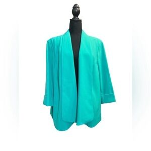 Kasper open front draped green‎ blazer with cuffed sleeve size 24w